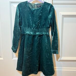 J. Crew Crewcuts Girls Dark Green Crushed Velvet Holiday Dress